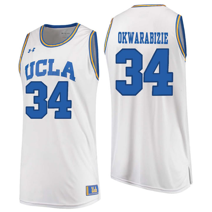 UCLA Bruins #34 Ikenna Okwarabizie White College Basketball Jersey